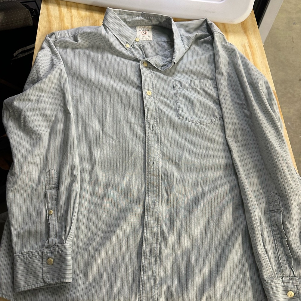 Vintage Fossil Authentic 54 Button Down Shirt Striped Button-Up‎ Shirt Y2K
